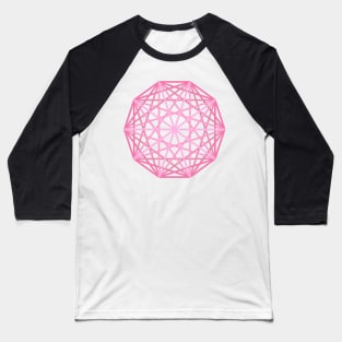 Pink Polyhedron Geometric Shape Baseball T-Shirt